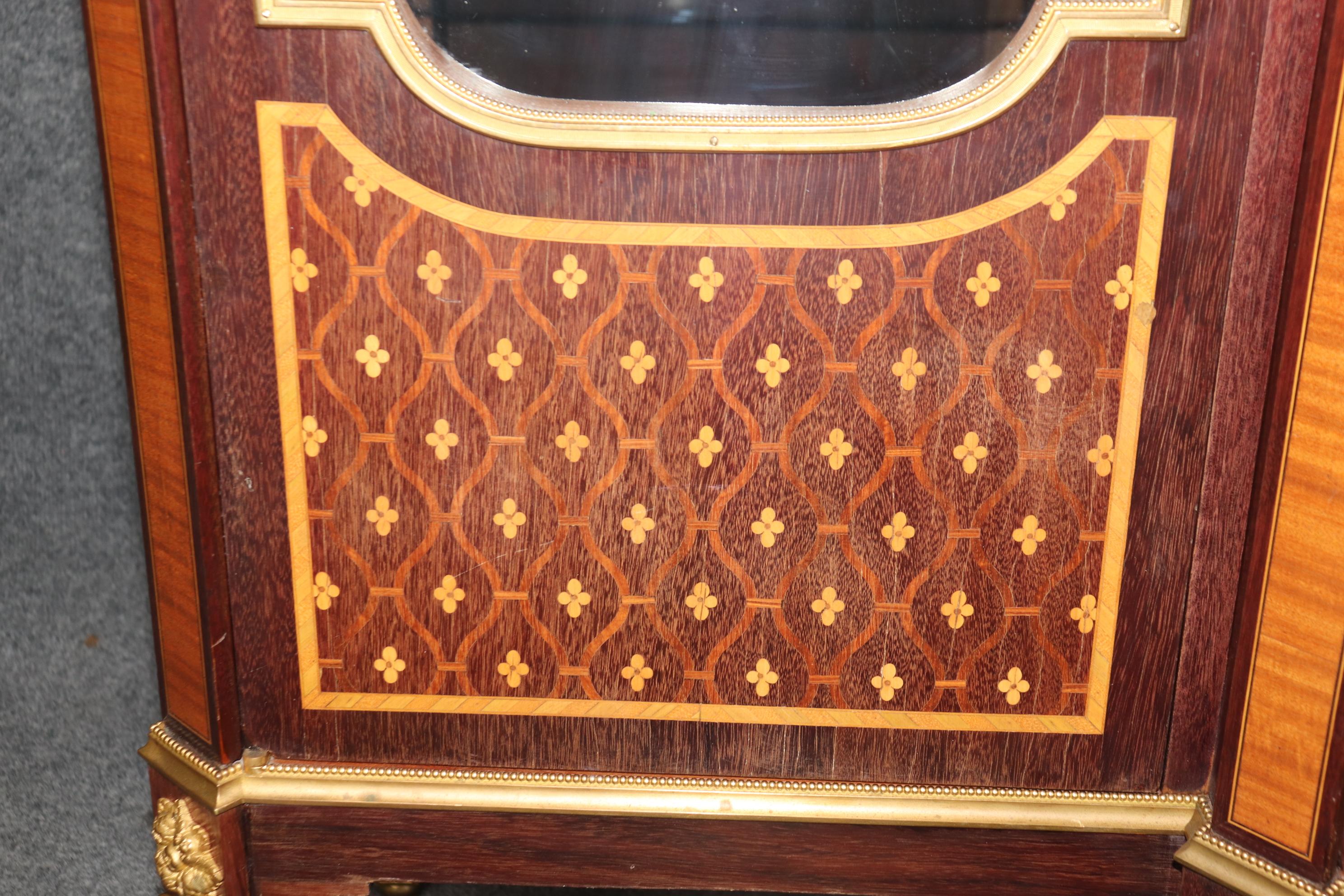 Late 19th Century Fine Quality Charles Bernel of Paris Inlaid Dore' Bronze Marble Top Vitrine For Sale