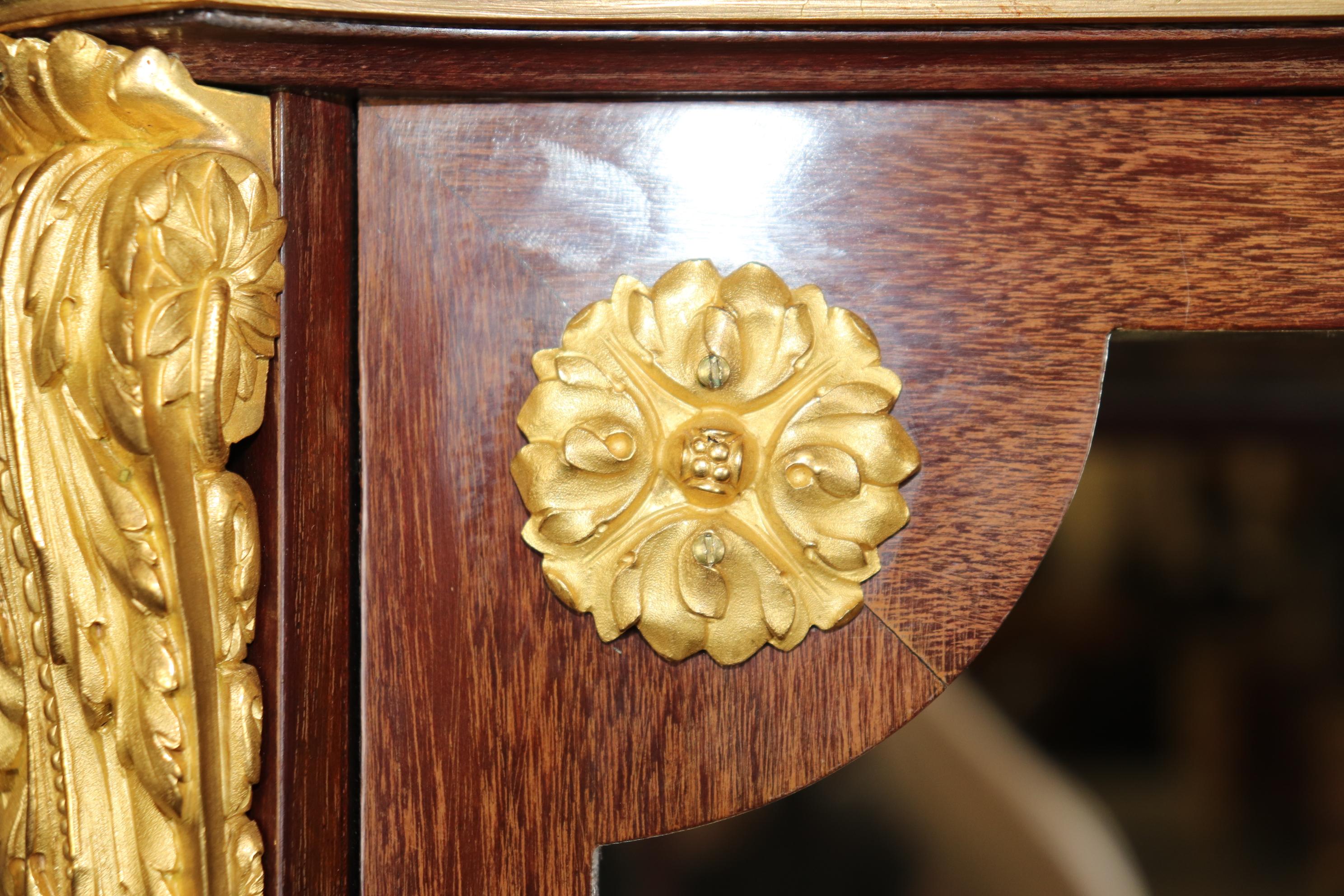 Fine Quality Charles Bernel of Paris Inlaid Dore' Bronze Marble Top Vitrine For Sale 1