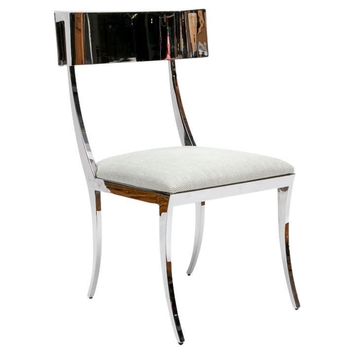 Fine Quality Chrome Klismos Style Chair For Sale