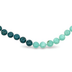 Fine Quality Chrysoprase & Natural Turquoise Beaded Gemstone Necklace 17.5" 14k