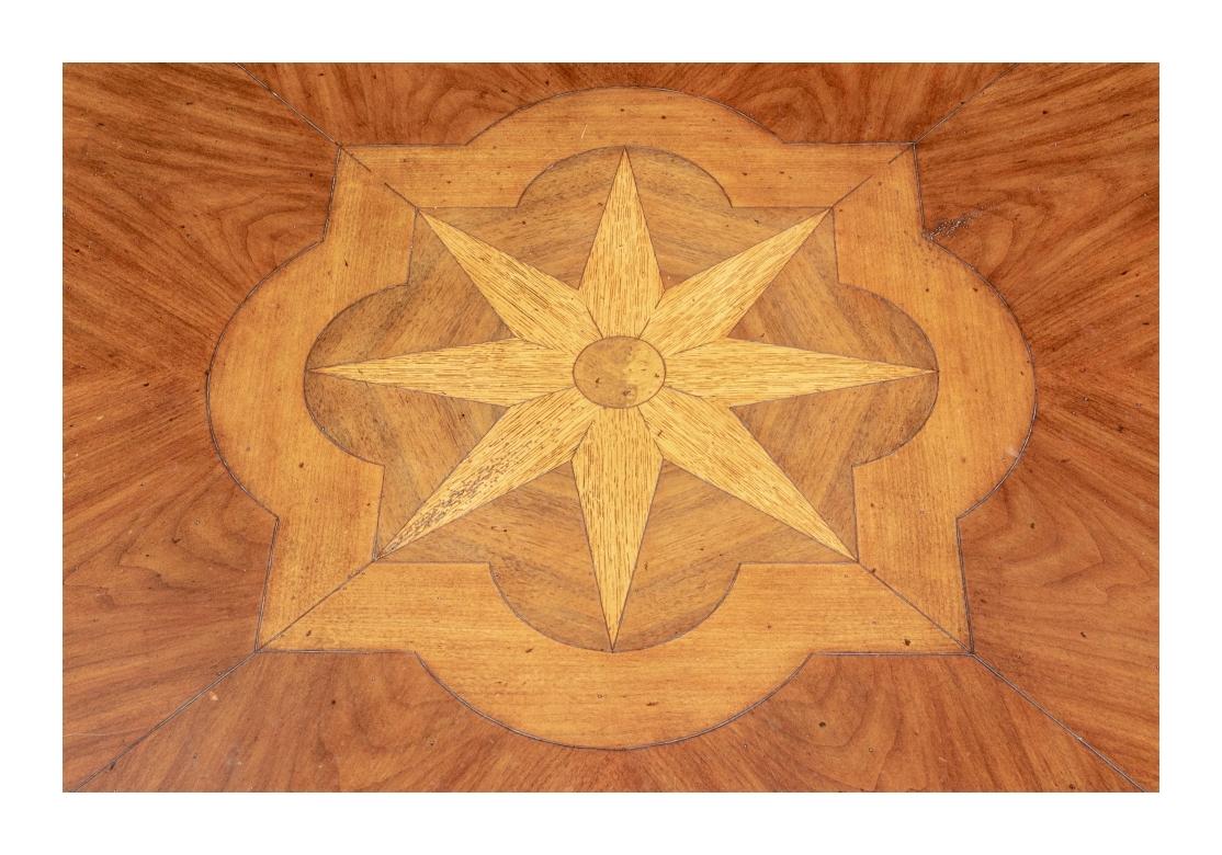 Hollywood Regency Fine Quality Compass Inlay Cocktail Table