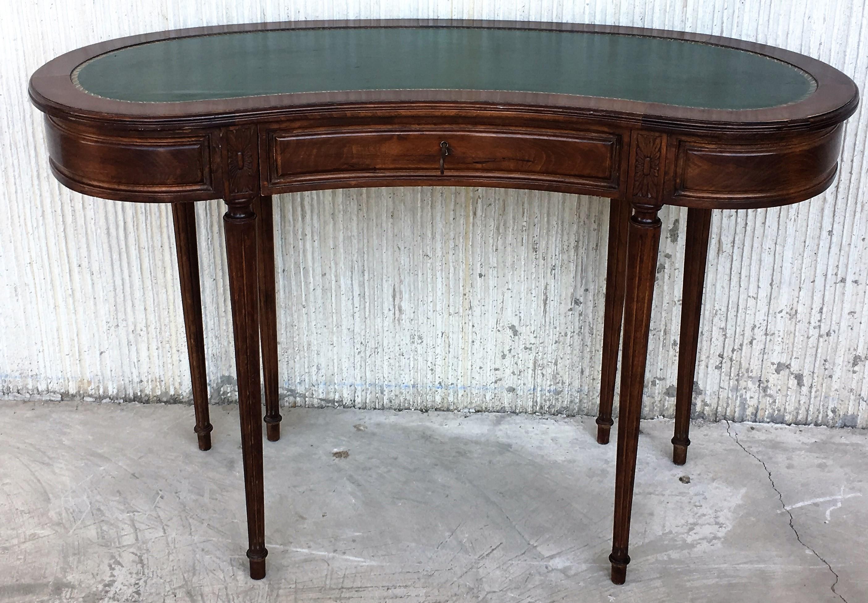 French Fine Quality Coromandel and Marquetry Inlaid Victorian Period Kidney Lady Desk