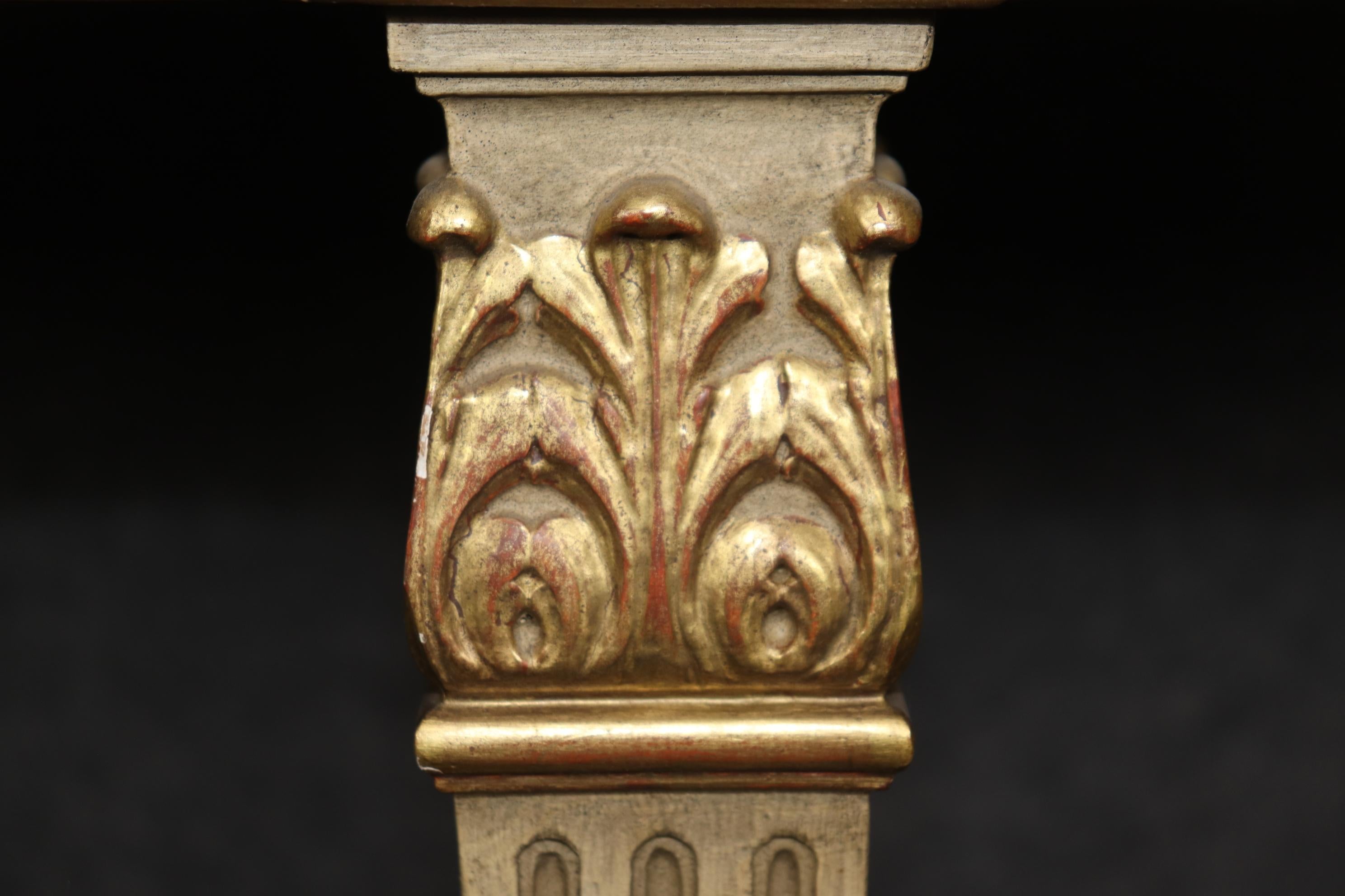 Fine Quality Creme Painted Gilded Marble Top Console Attributed Maison Jansen In Good Condition For Sale In Swedesboro, NJ