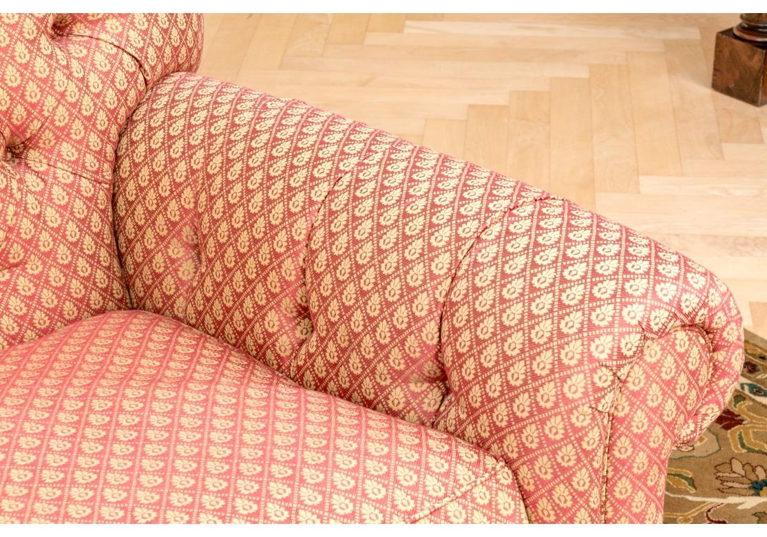 Hollywood Regency Fine Quality Custom Two Seat Sofa With Quilted Fabric For Sale