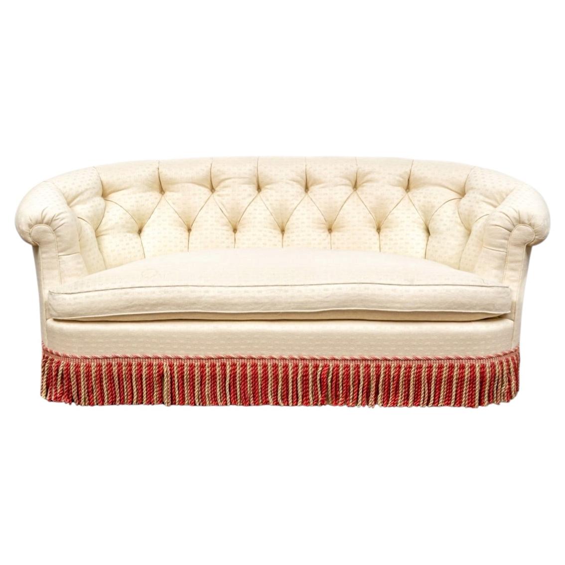 Fine Quality Custom Upholstered Curved Button Tufted Sofa