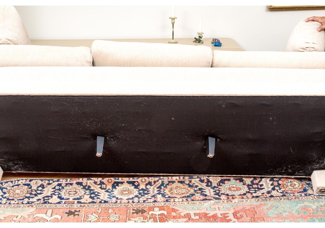 Fine Quality Custom Upholstered Three Seat Sofa In The Style Of Milo Baughman #2 For Sale 5