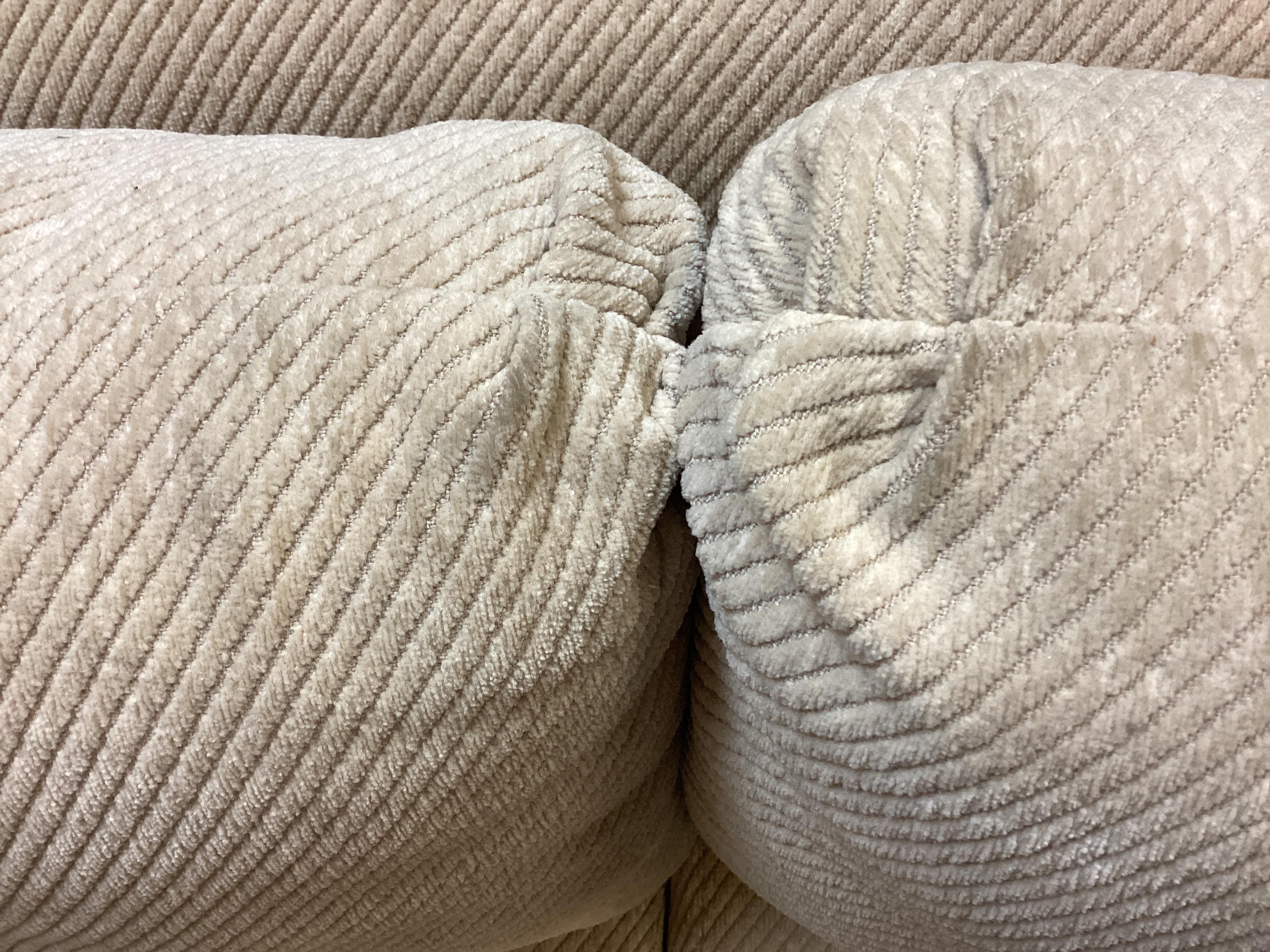 Fine Quality Custom Upholstered Three Seat Sofa In The Style Of Milo Baughman #2 For Sale 7