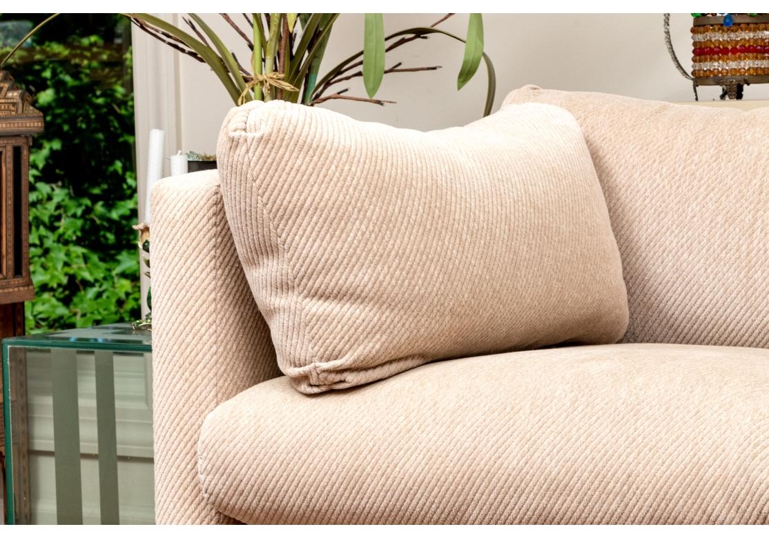 Contemporary Fine Quality Custom Upholstered Three Seat Sofa In The Style Of Milo Baughman #2 For Sale