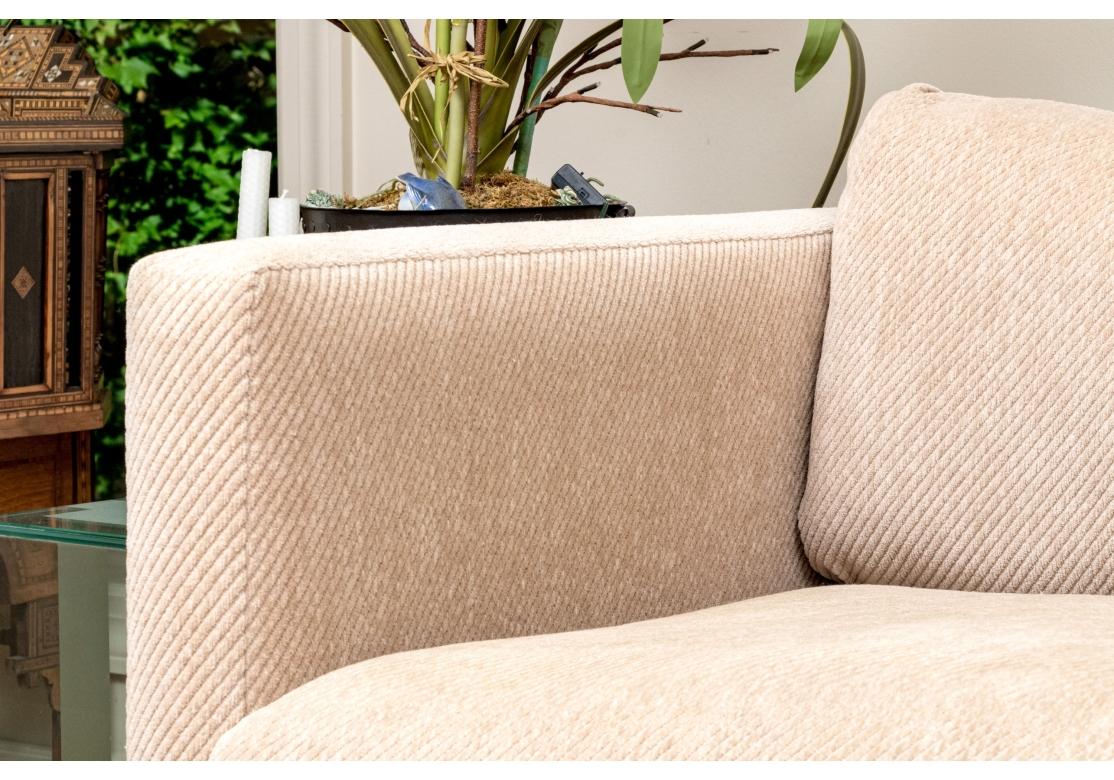 Fabric Fine Quality Custom Upholstered Three Seat Sofa In The Style Of Milo Baughman #2 For Sale