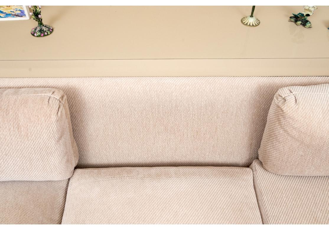 Fine Quality Custom Upholstered Three Seat Sofa In The Style Of Milo Baughman #2 For Sale 2