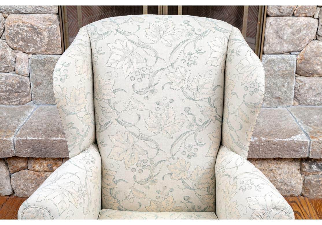 Country Fine Quality Custom Upholstered Wing Chair For Sale