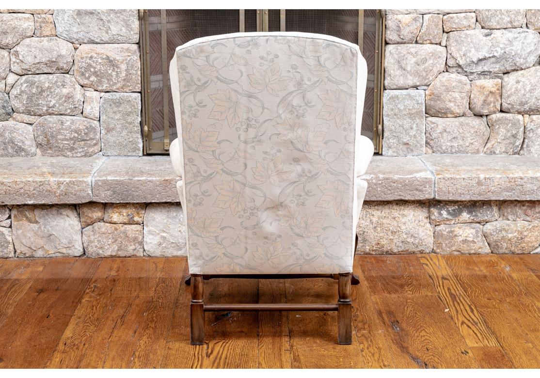 Fine Quality Custom Upholstered Wing Chair In Good Condition For Sale In Bridgeport, CT