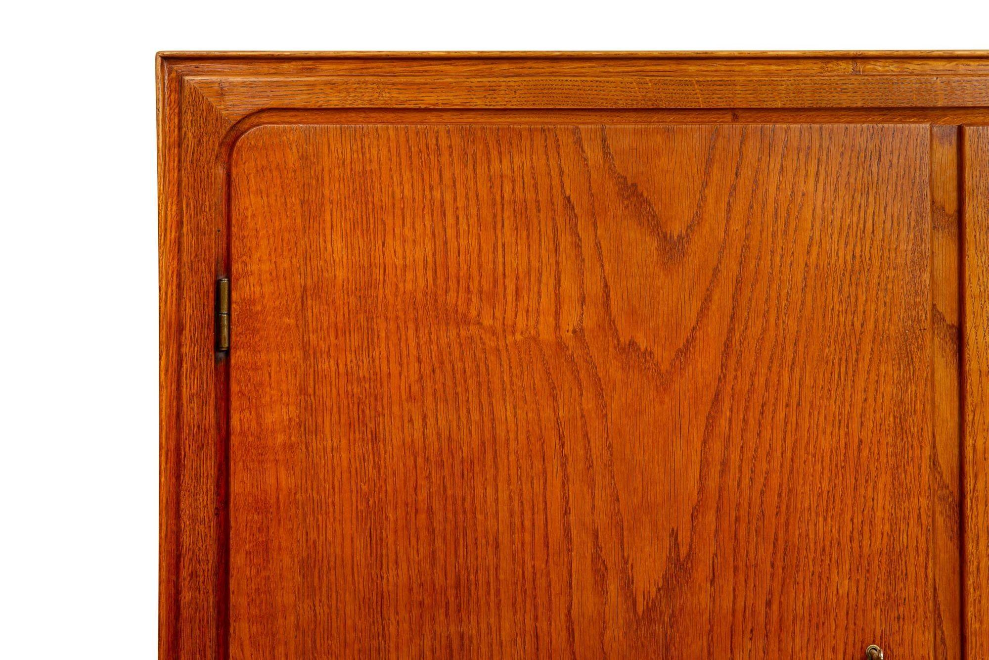 Fine Quality Danish Modern Patinated Oak Two-Door Armoire Cabinet In Good Condition In Shippensburg, PA