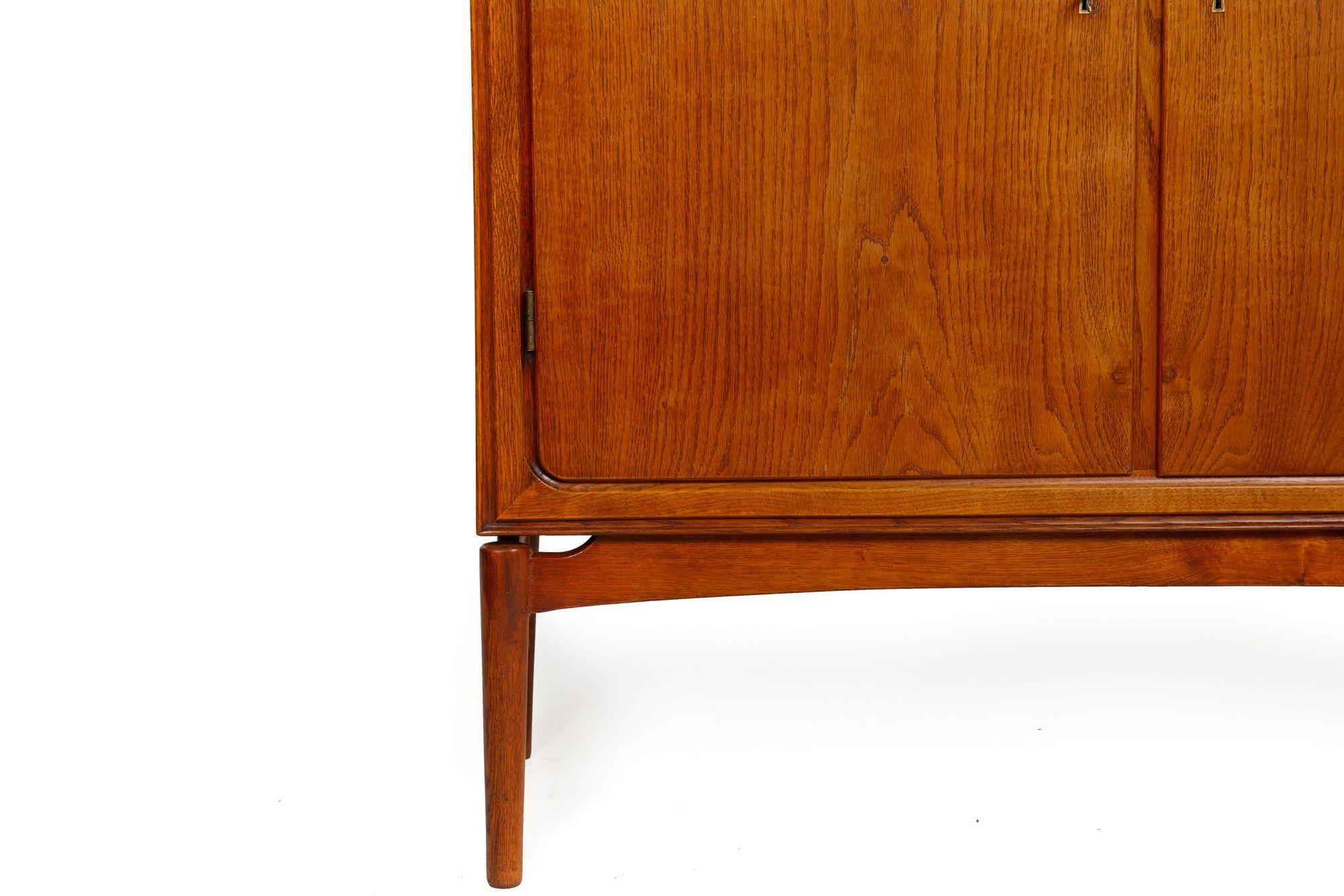 Fine Quality Danish Modern Patinated Oak Two-Door Armoire Cabinet 1