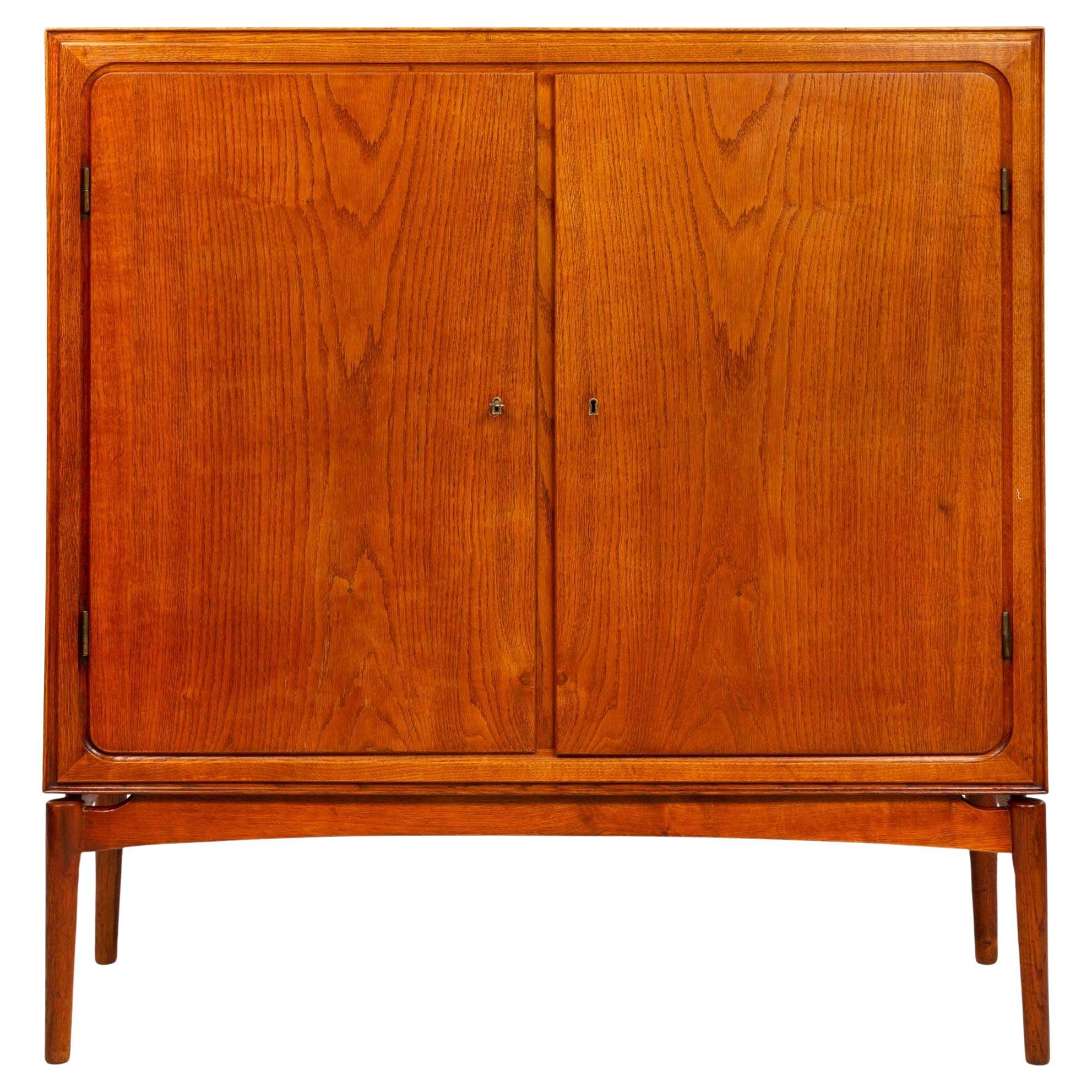 Fine Quality Danish Modern Patinated Oak Two-Door Armoire Cabinet