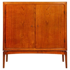 Fine Quality Danish Modern Patinated Oak Two-Door Armoire Cabinet