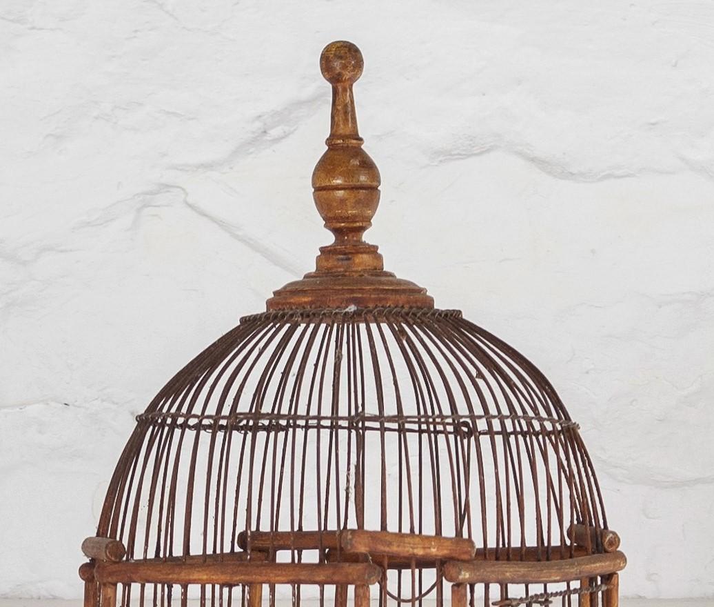 Fine Quality Decorative Antique Wooden Wirework Dome Shaped Bird Cage 5