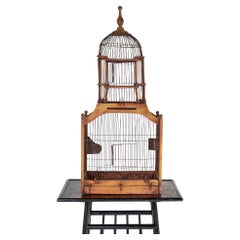 Fine Quality Decorative Antique Wooden Wirework Dome Shaped Bird Cage