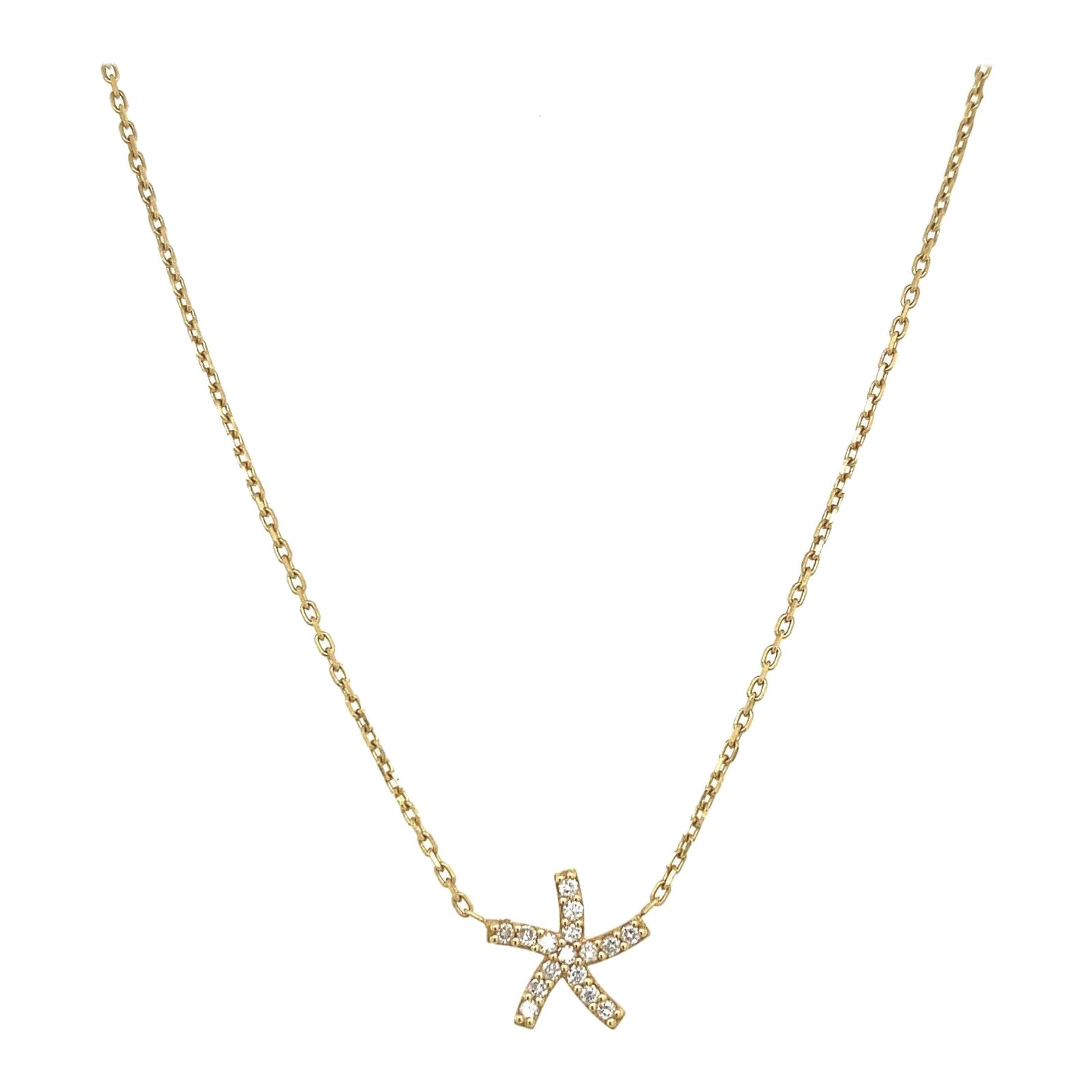 Collar de diamantes de alta calidad con diamantes de 0,14 ct y cadena de oro amarillo de 18 ct en venta