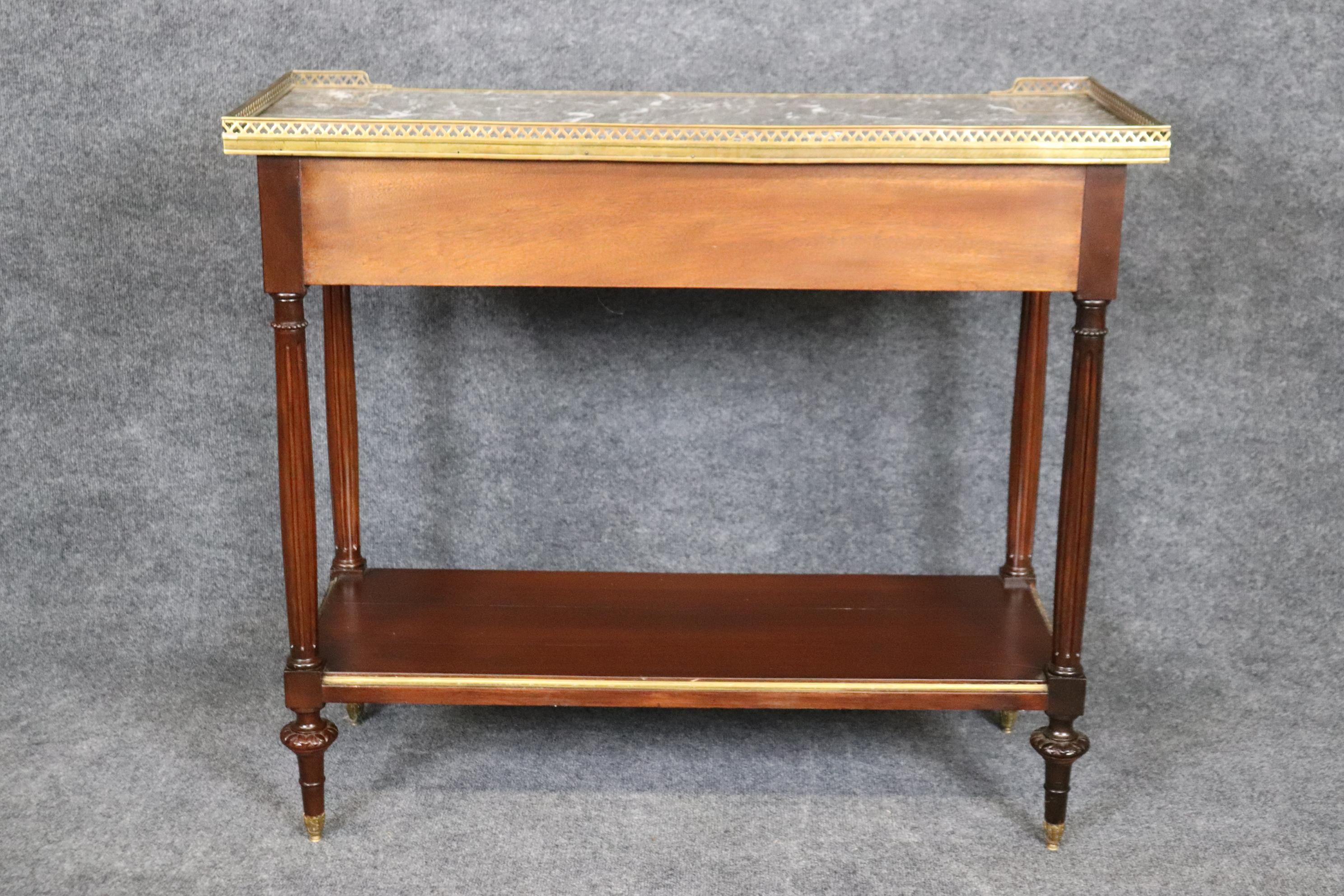 Brass Fine Quality Directoire Maison Jansen Attributed Marble Top Console Table Buffet For Sale