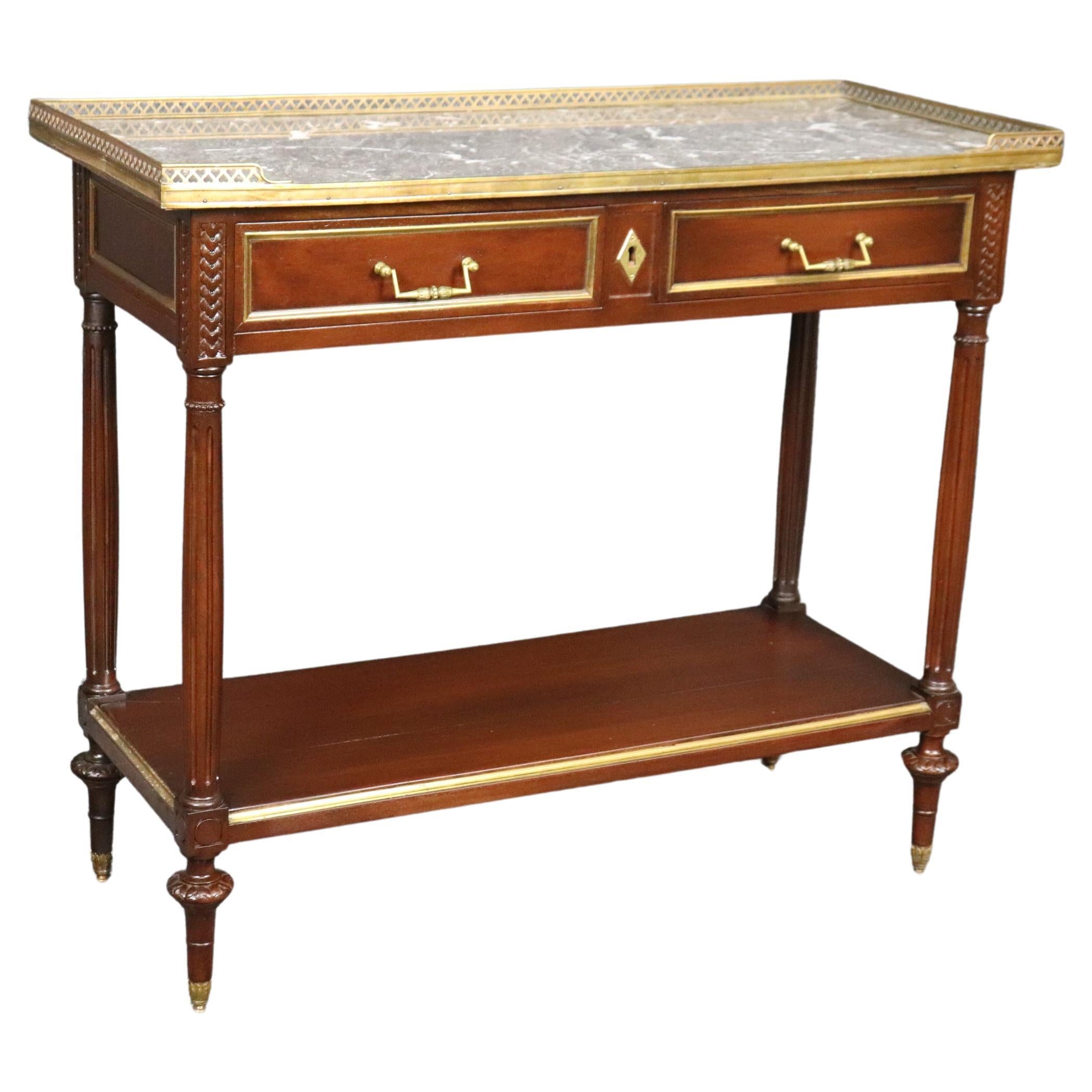 Fine Quality Directoire Maison Jansen Attributed Marble Top Console Table Buffet For Sale