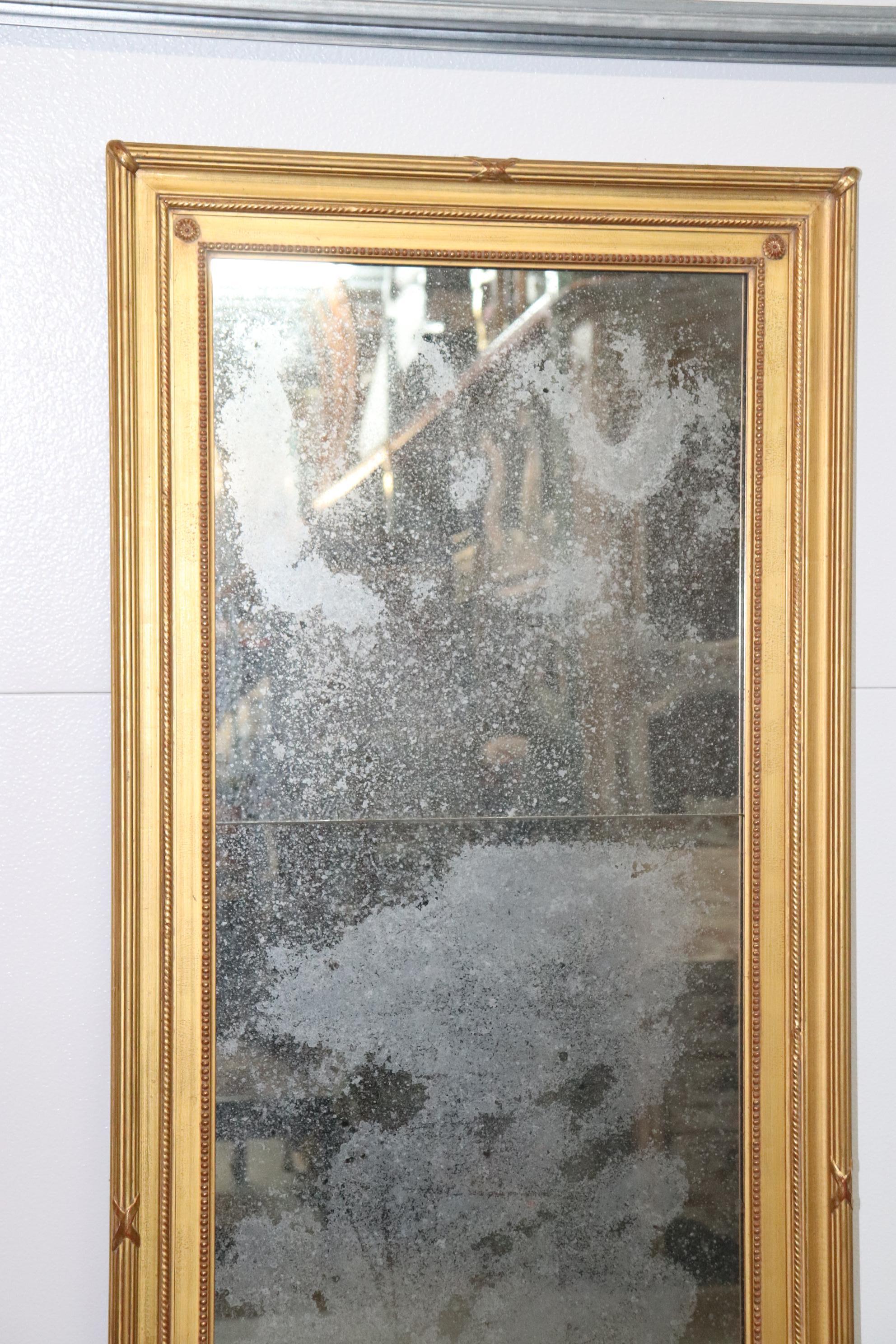 Federal Fine Quality Distressed Antique Mirror Gilded Frame Horizontal or Vertical