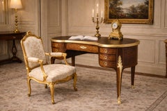Fine Quality Dore' Bronze French Paul Sormani Parquetry Inlaid Walnut Desk