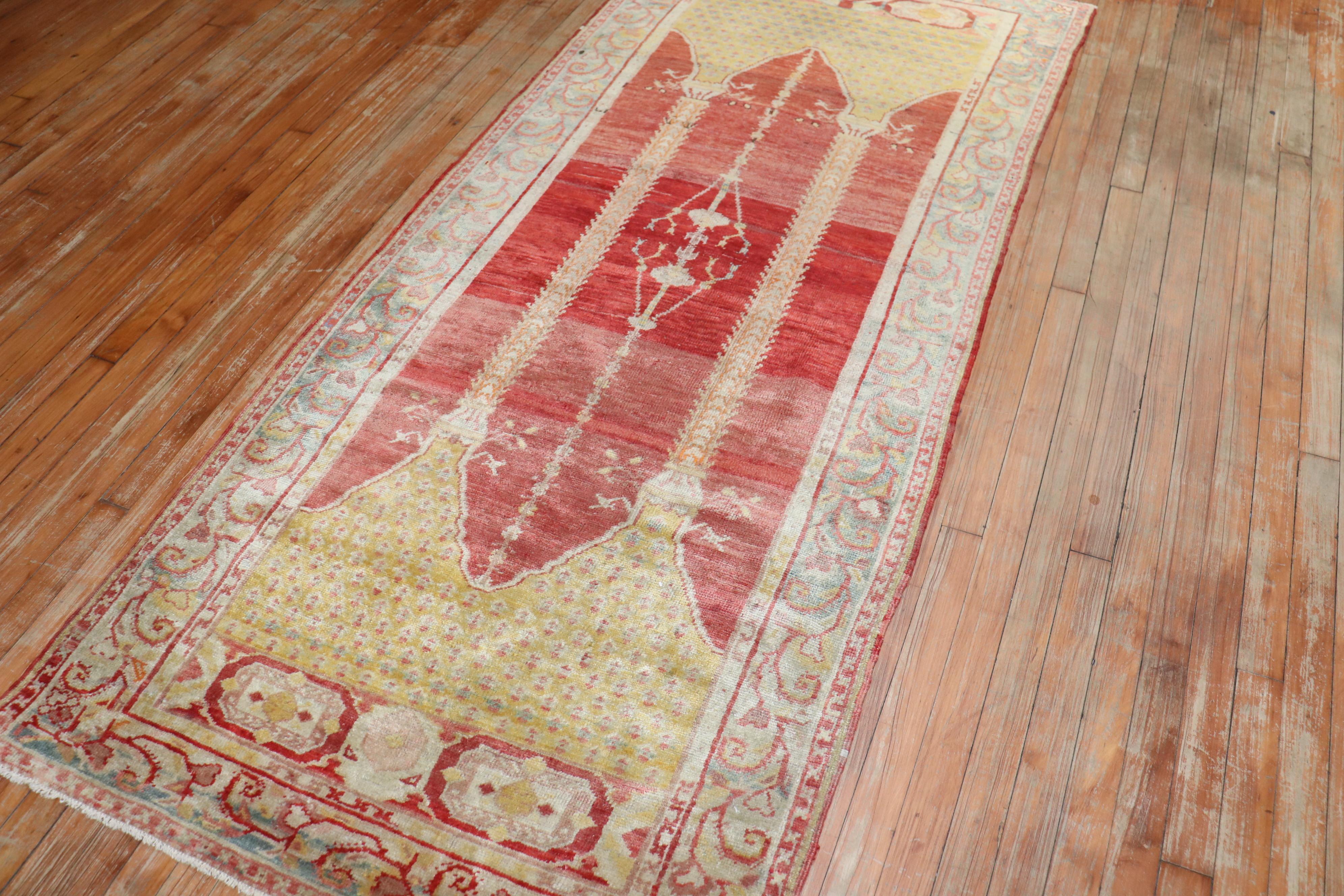 Agra Fine Quality Double Scroll Turkish Prayer Rug For Sale