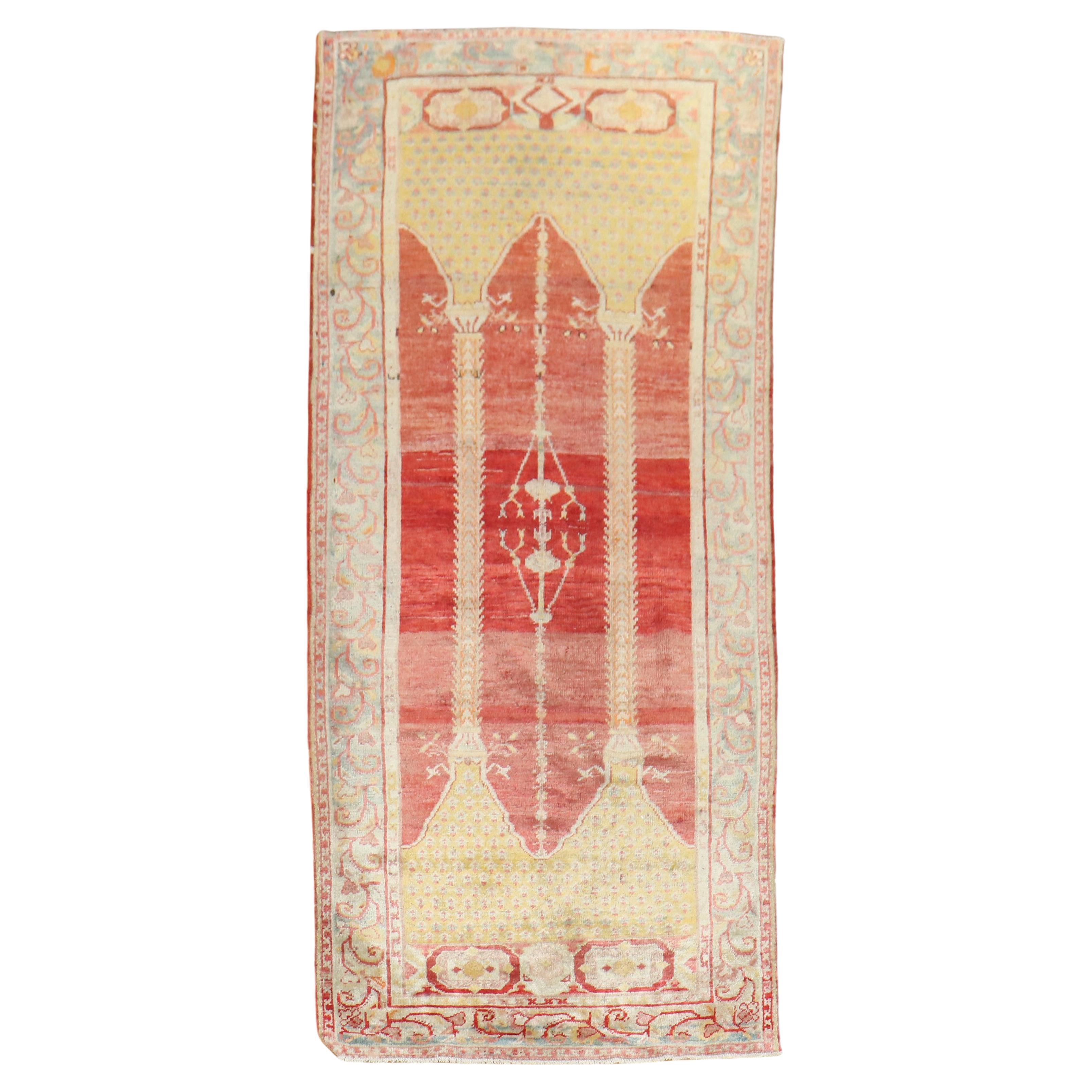 Fine Quality Double Scroll Turkish Prayer Rug For Sale
