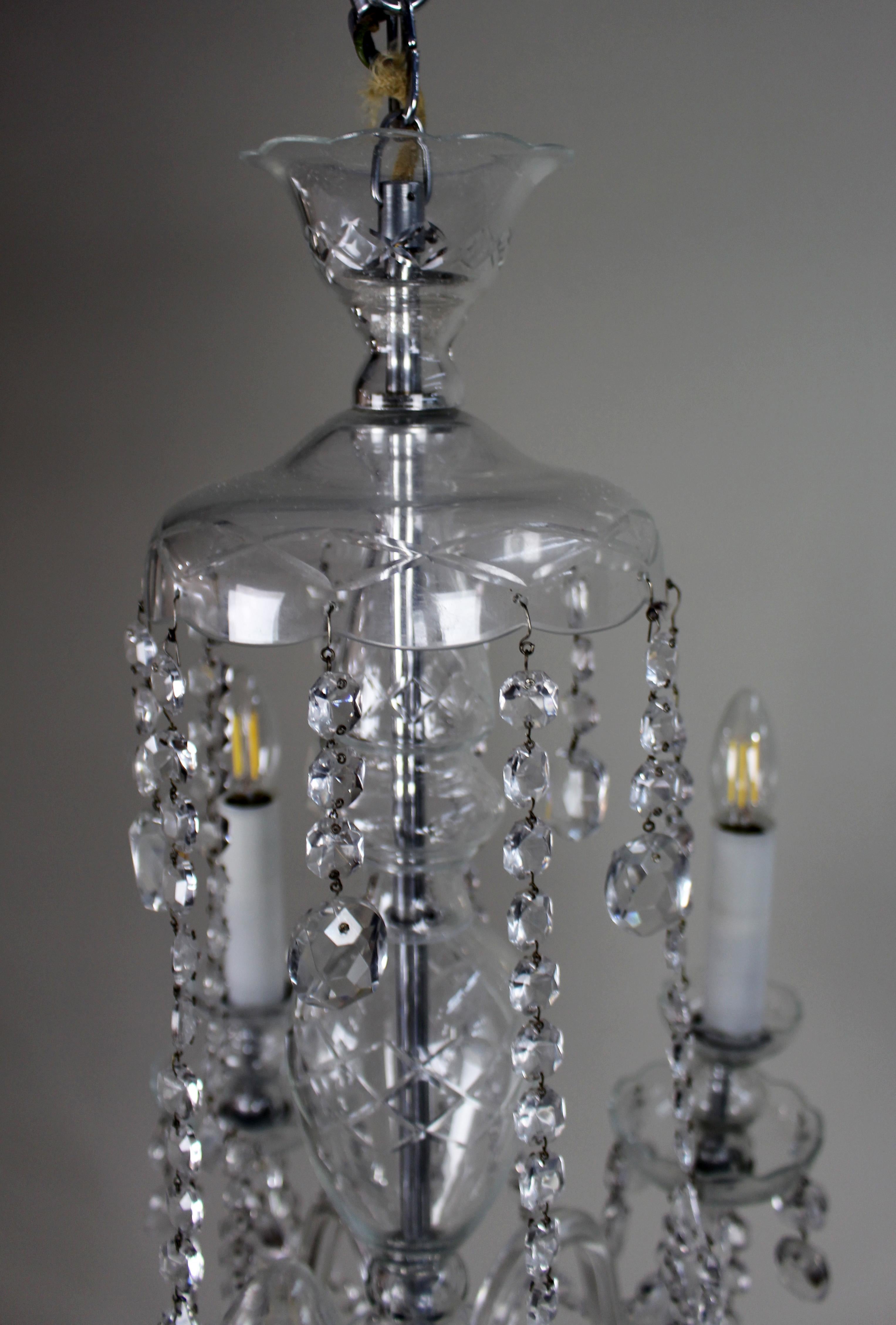 Fine Quality Dressed Glass Chandelier, 5 Arm – Mid 20th Century en vente 6