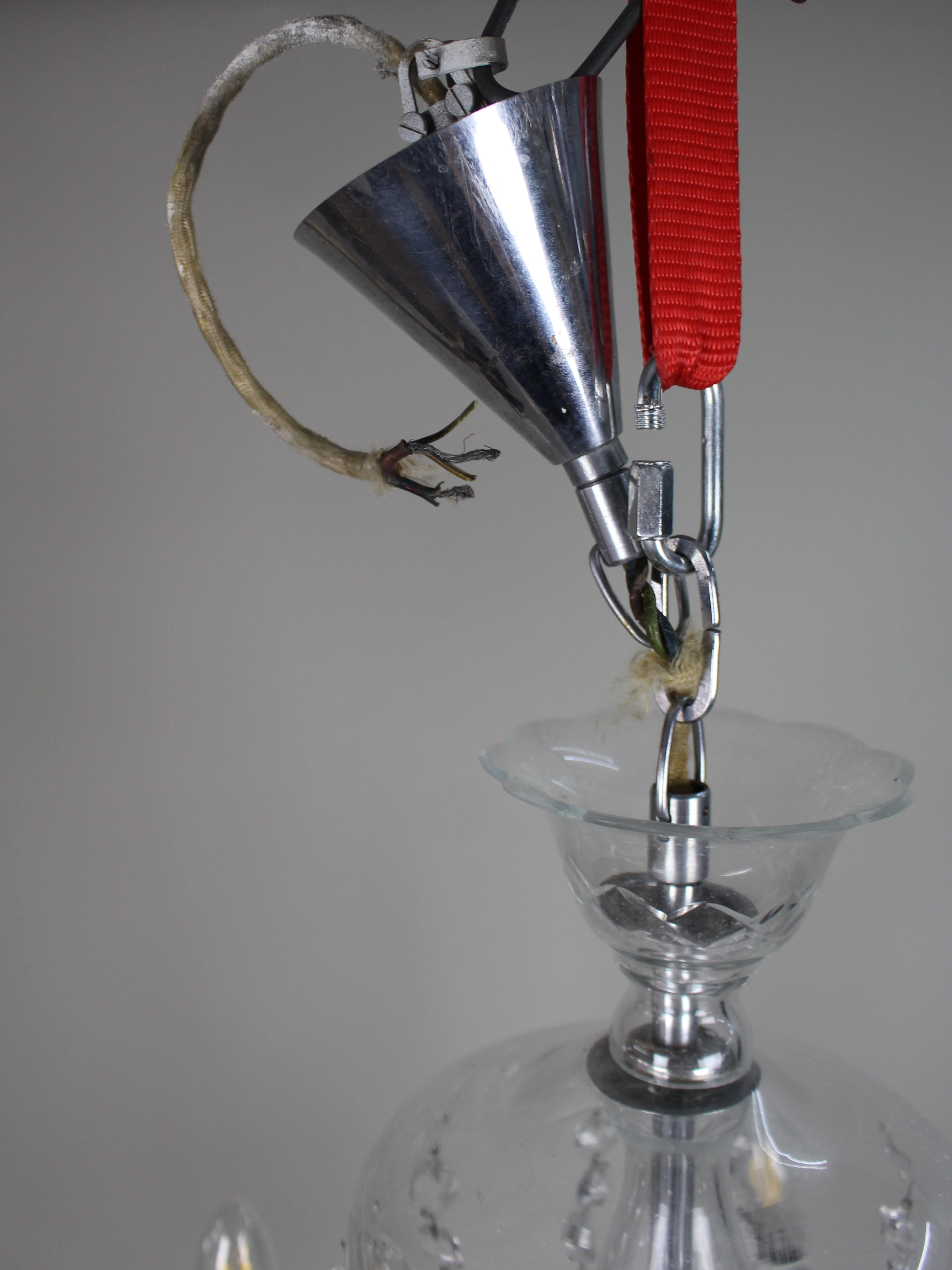 Fine Quality Dressed Glass Chandelier, 5 Arm – Mid 20th Century en vente 7