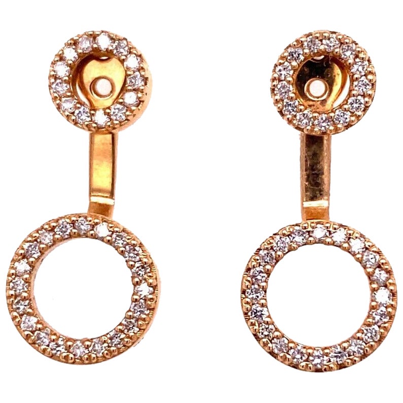 Juego de pendientes con gotas y tachuelas de alta calidad con 0,68 ct de diamantes en oro amarillo de 18 ct