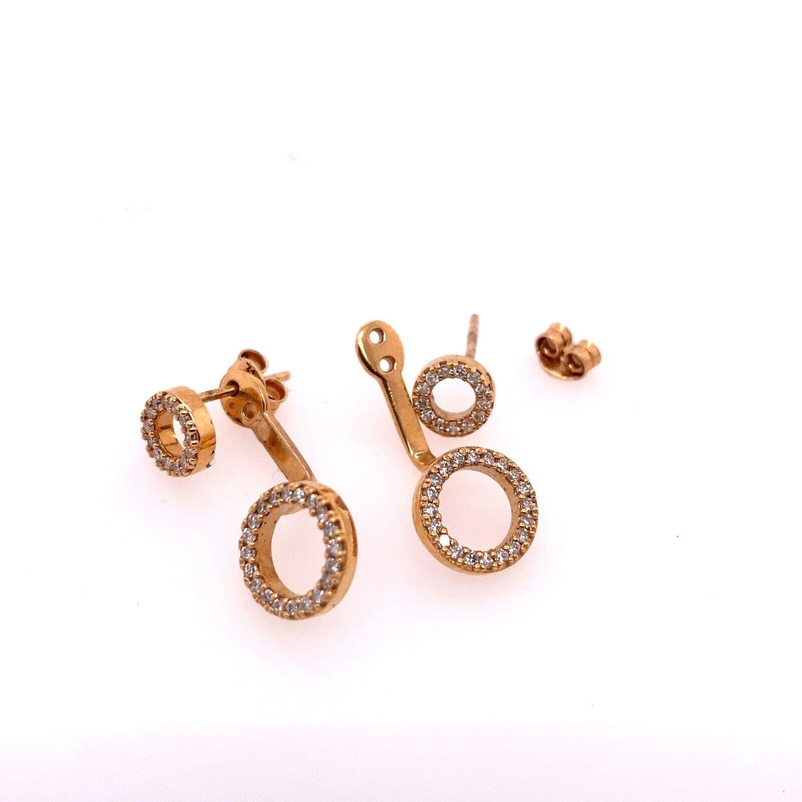 Round Cut Fine Quality Drops & Studs Earring Set w/ 0.68ct of Diamonds in 18ct Yellow Gold For Sale