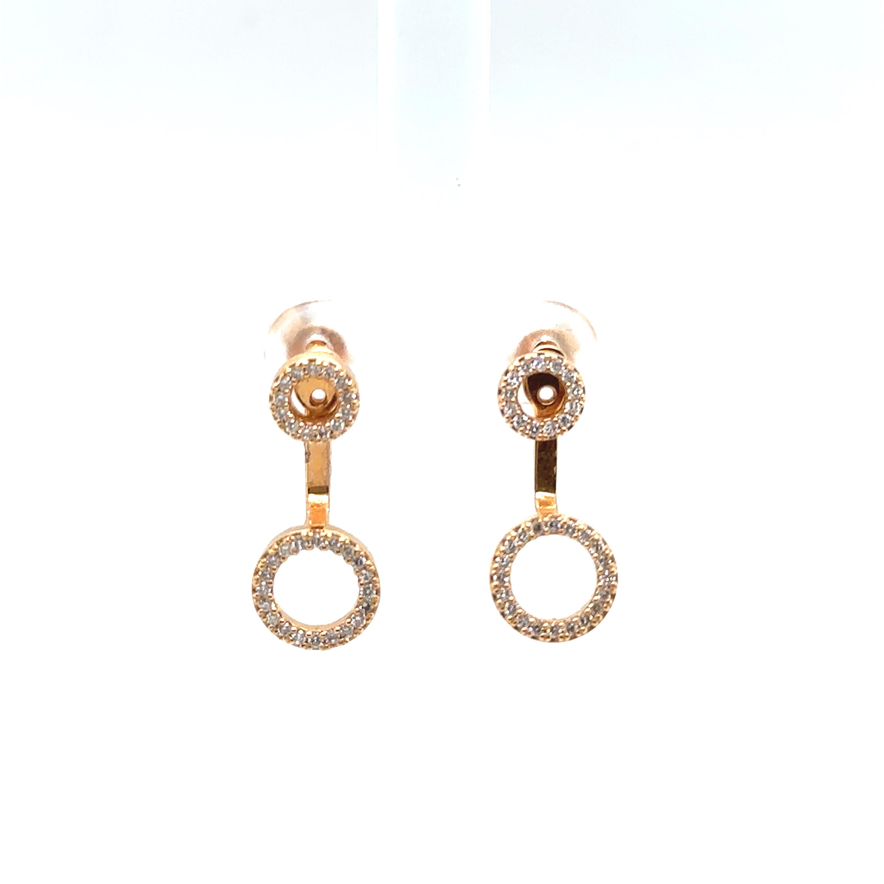 Fine Quality Drops & Studs Earring Set w/ 0.68ct of Diamonds in 18ct Yellow Gold In New Condition For Sale In London, GB