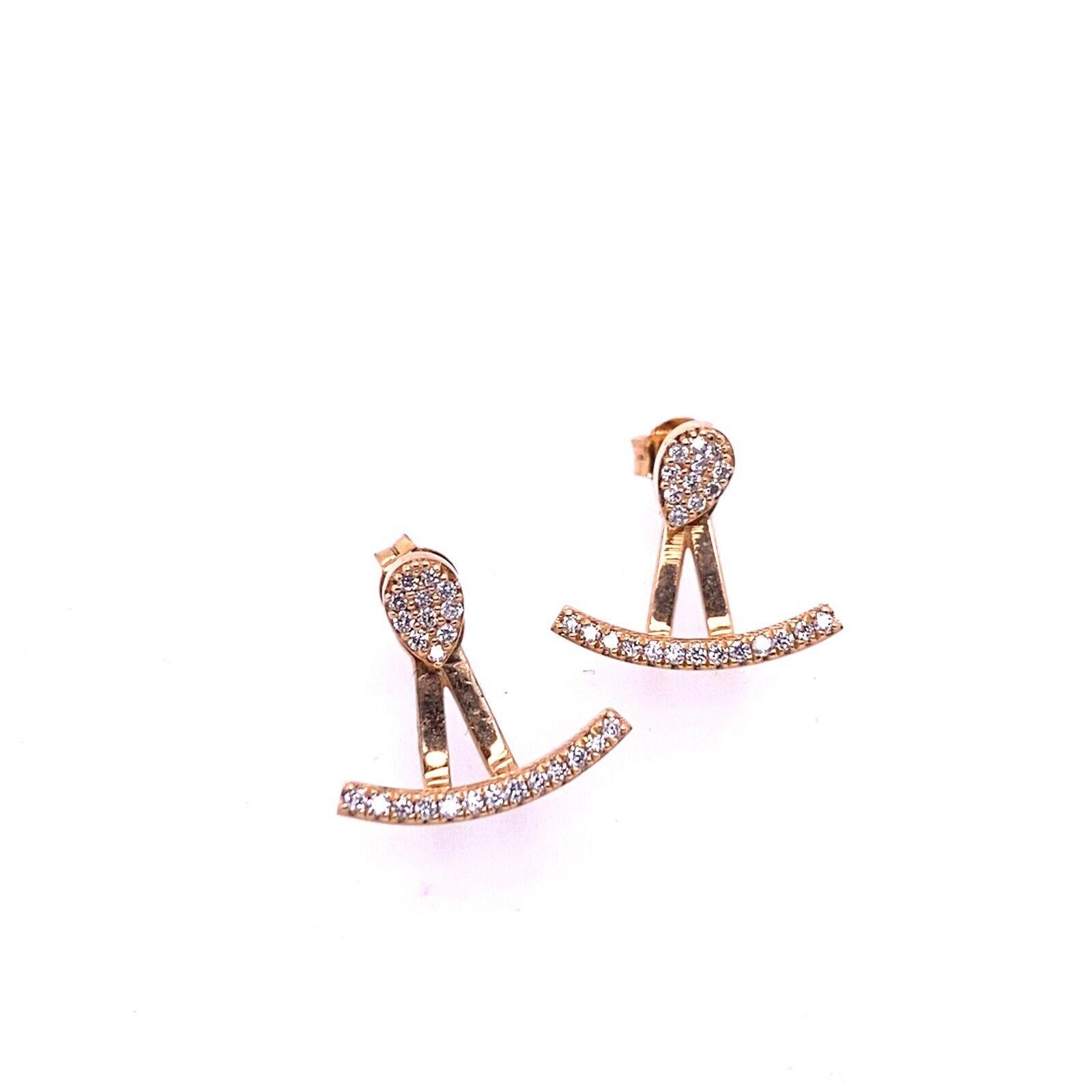 Round Cut Fine Quality Drops & Studs Earrings Set with Diamonds in 18ct Rose Gold For Sale