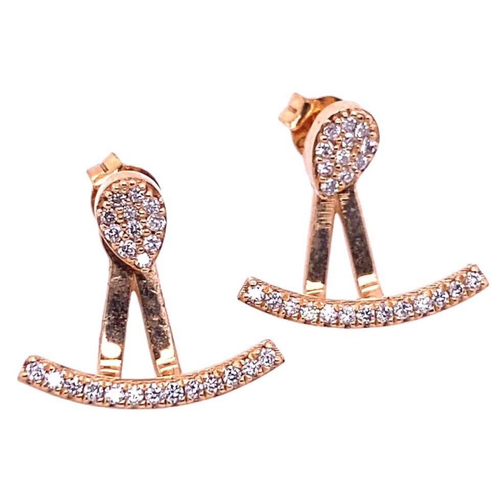 Pendientes con gotas y tachuelas de alta calidad engastados con diamantes en oro rosa de 18 ct