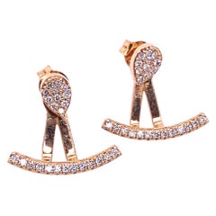 Orecchini a goccia e a perno di alta qualità con diamanti incastonati in oro rosa 18 ct.