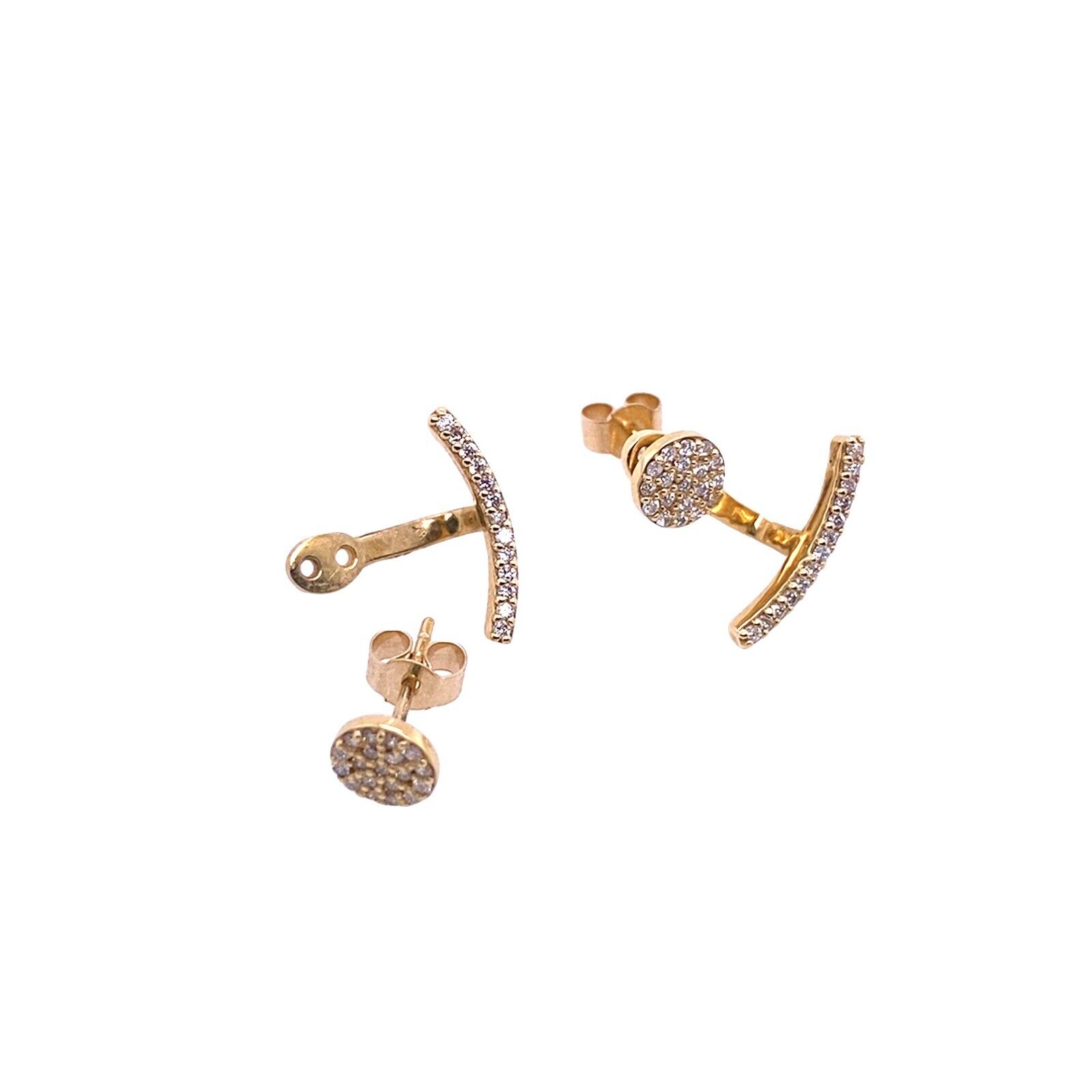 Pendientes Drops & Studs de alta calidad engastados con diamantes en oro amarillo de 18 ct

Es un par de pendientes perfecto para un look diario. Estos pendientes tienen un total de 0,50 ct de diamantes. El par está engastado en oro amarillo de 18