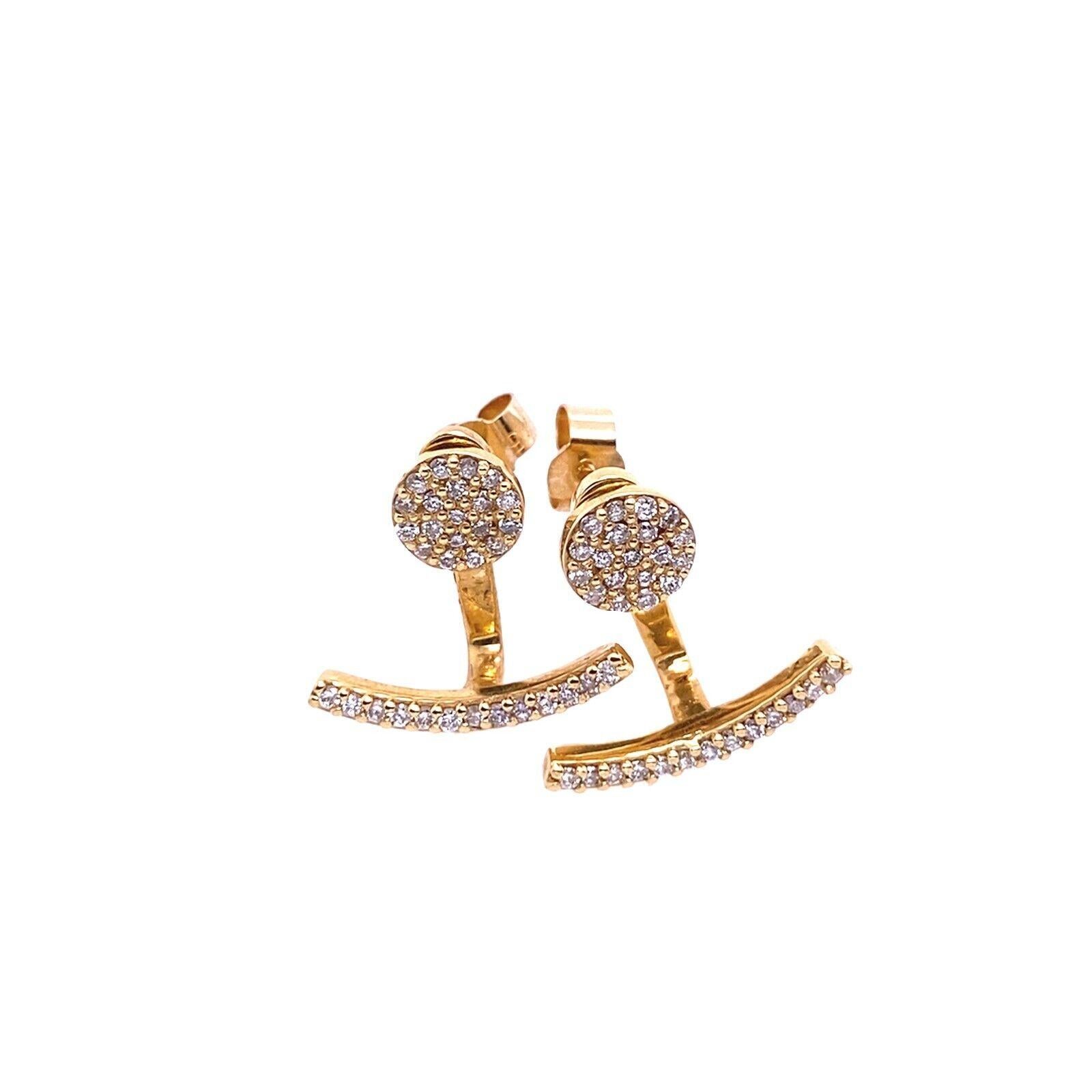 Round Cut Fine Quality Drops & Studs Earrings Set with Diamonds in 18ct Yellow Gold For Sale