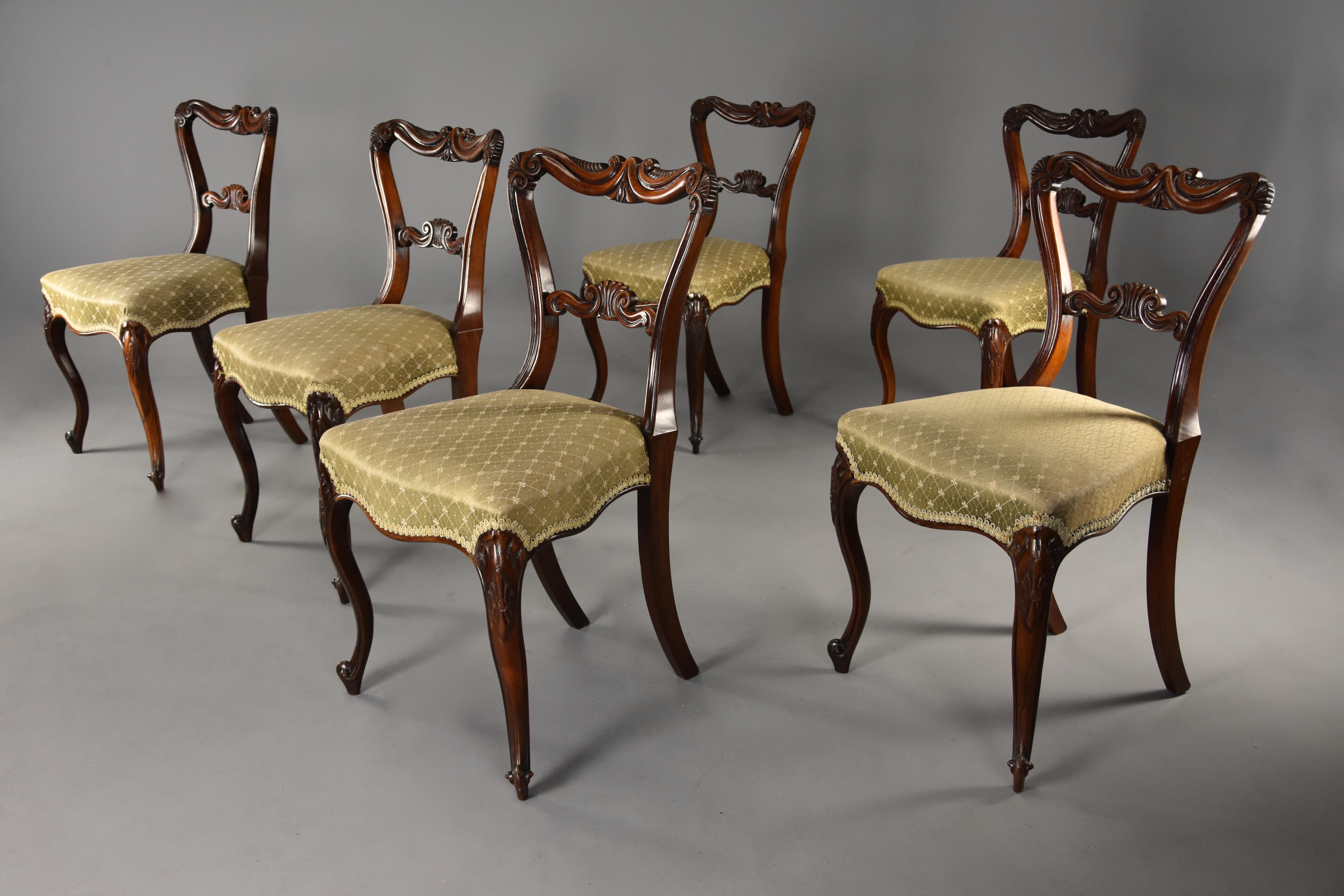 English Fine Quality Early to Mid-19th Century Set of Six Rosewood Dining Chairs