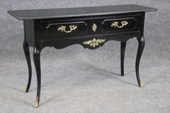 Mesa Consola Estilo Luis XV Ebonizada Laca Negra de Gran Calidad Montada en Bronce