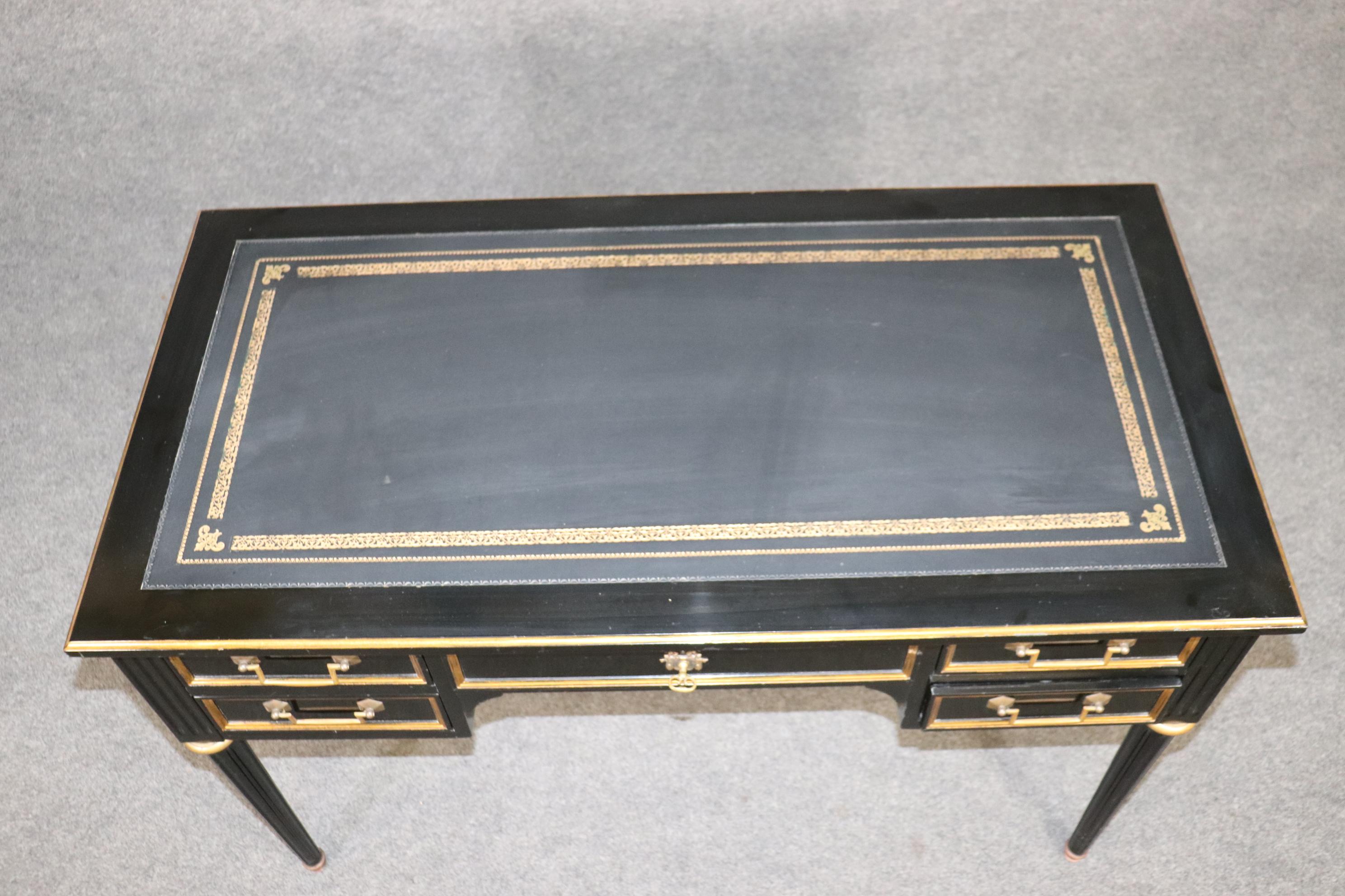 Fine Quality Ebonized Embossed Tooled Directoire Executive Writing Desk 4