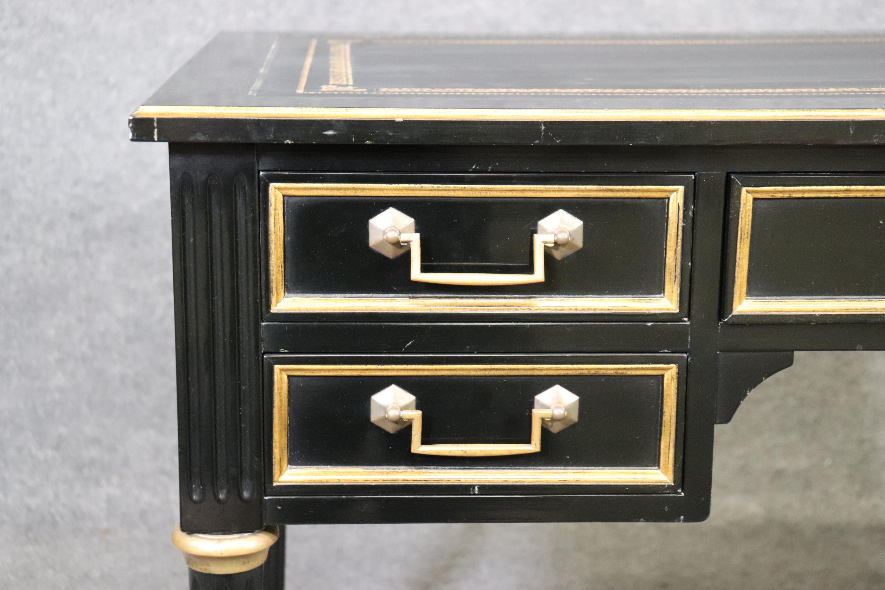 Fine Quality Ebonized Embossed Tooled Directoire Executive Writing Desk 7