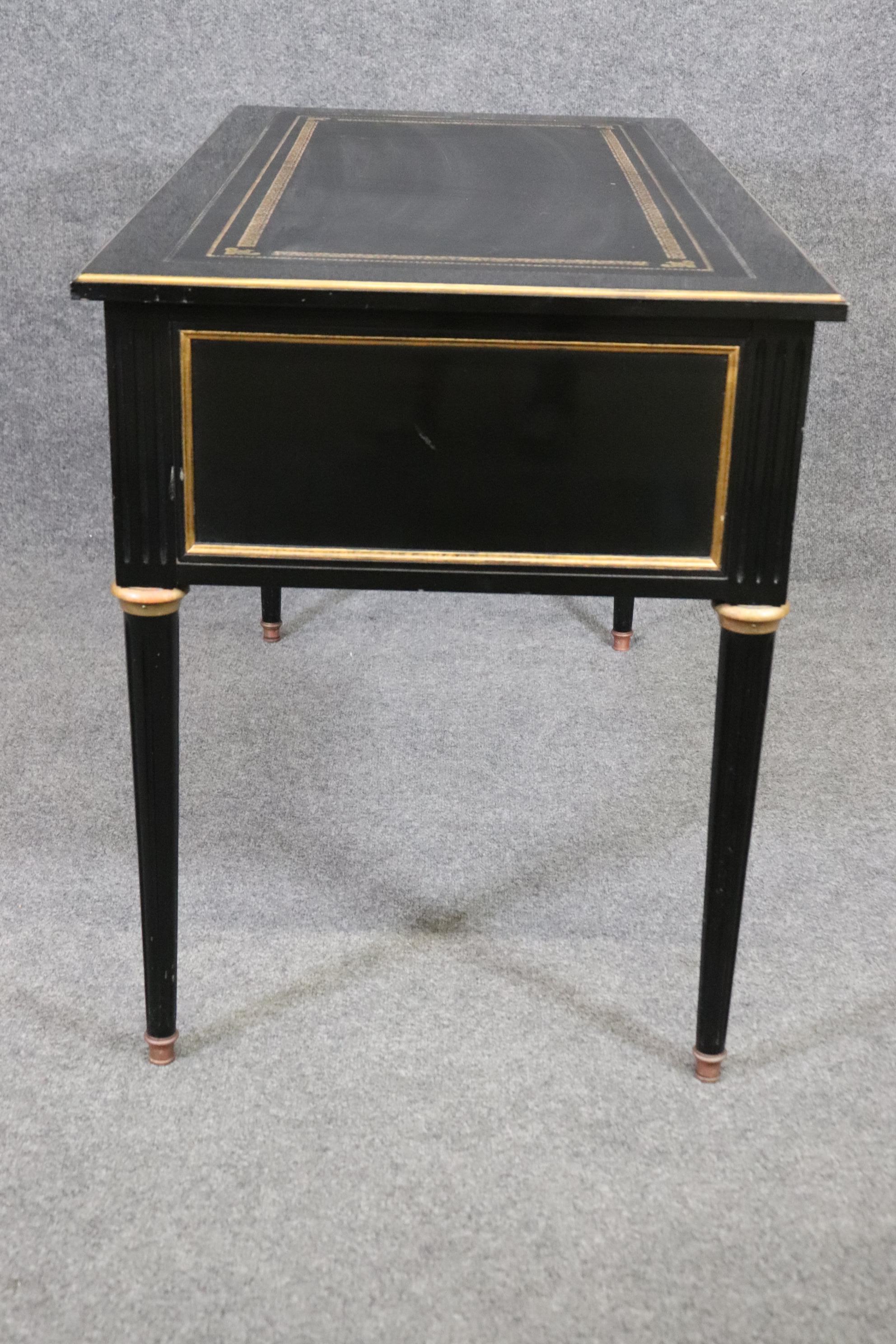 Leather Fine Quality Ebonized Embossed Tooled Directoire Executive Writing Desk