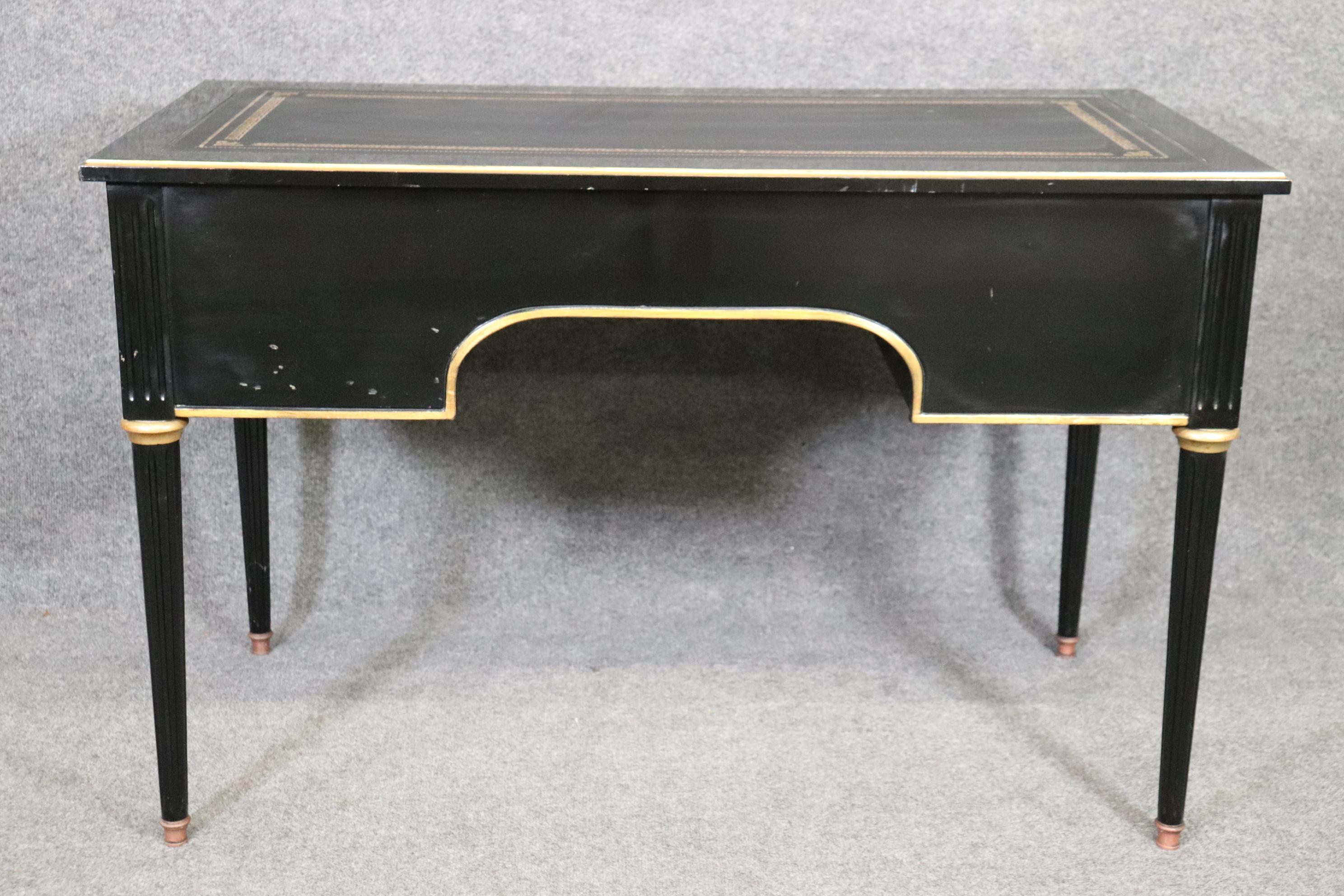 Fine Quality Ebonized Embossed Tooled Directoire Executive Writing Desk 1