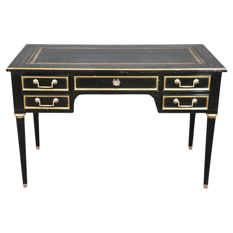 Fine Quality Ebonized Embossed Tooled Directoire Executive Writing Desk