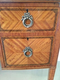 Fine Quality Edwardian Antique Inlaid Bow Fronted Satinwood Dressing Table