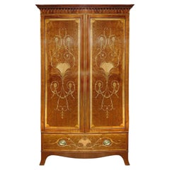 Fine quality Edwardian Mahogany inlaid two door wardrobe.