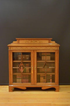 Fine Quality Edwardian Satinwood Cabinet Bookcase