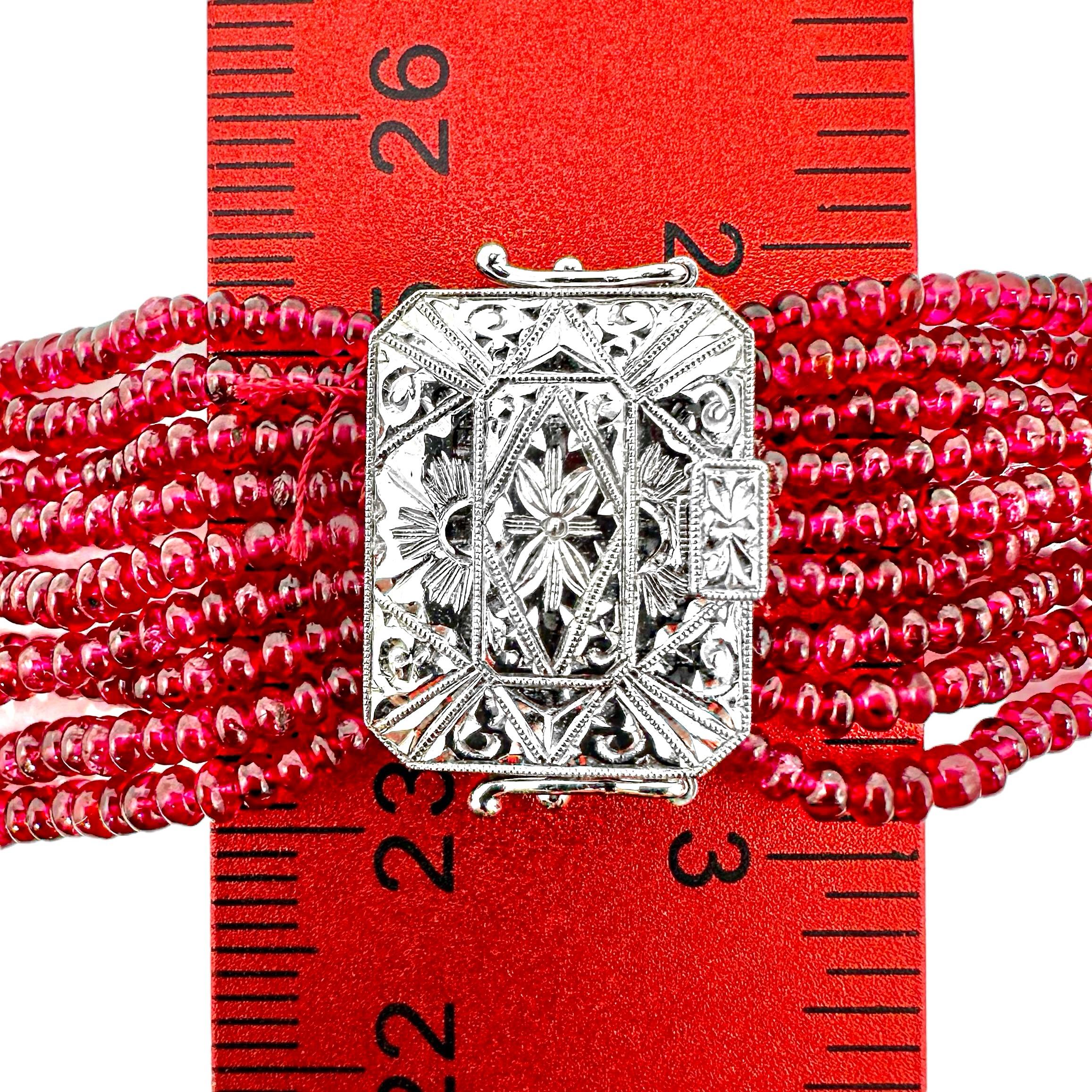 Fine Quality Edwardian Tribute Choker Necklace with Diamonds and Red Spinel In Excellent Condition For Sale In Palm Beach, FL